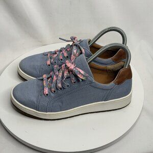 Aetrex Shoes Womens 7 Renee Arch Support Sneakers Blue Canvas Lace Up Low Top